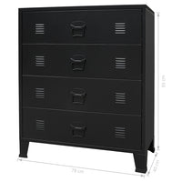 vidaXL Armário de gavetas em metal estilo industrial 78x40x93 cm preto
