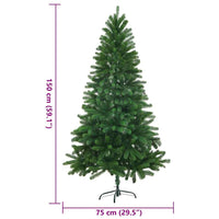 vidaXL Árvore de Natal artificial agulhas realistas 150 cm verde