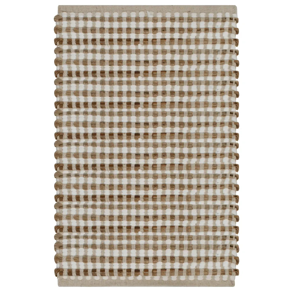 Conjunto de tapetes de WC artesanais juta natural e branco