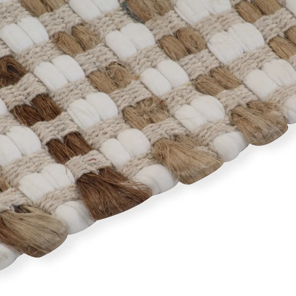 Conjunto de tapetes de WC artesanais juta natural e branco