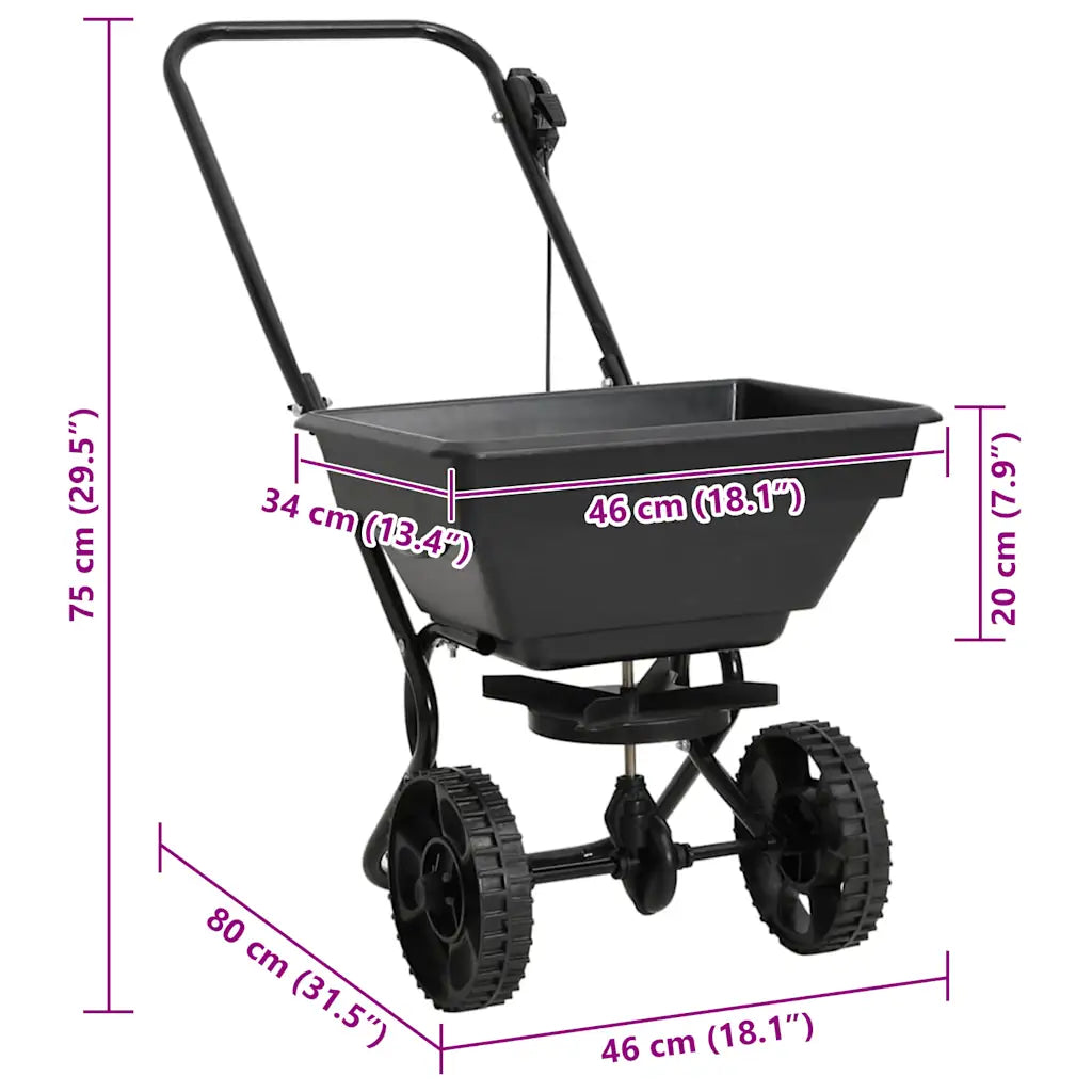 Carrinho de mão distribuidor de sal PVC e aço 80x46x75 cm 15 L