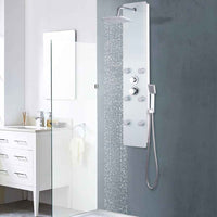 vidaXL Coluna de duche em vidro 25x44,6x130 cm branco