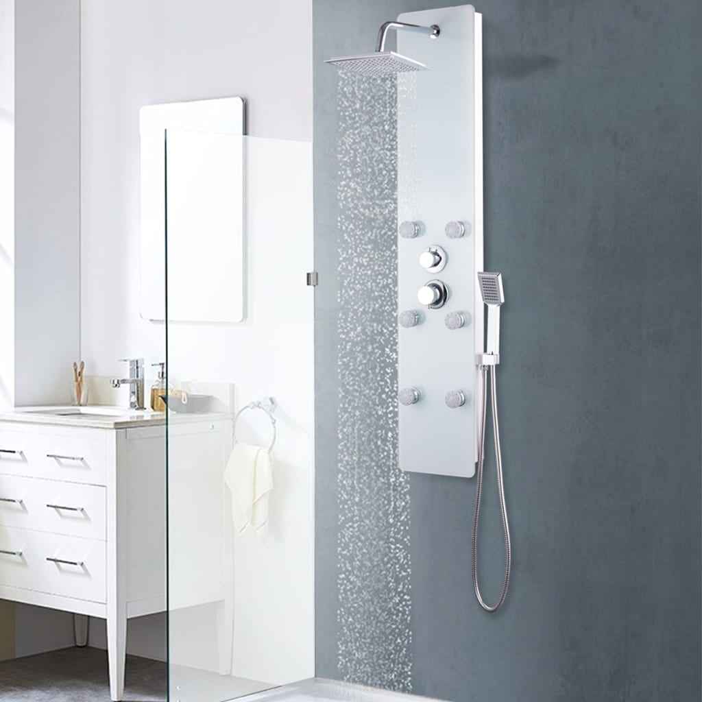 vidaXL Coluna de duche em vidro 25x44,6x130 cm branco