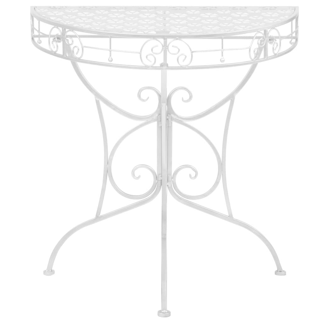 vidaXL Mesa de apoio vintage semicircular metal 72x36x74 cm prateado