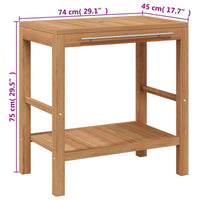 vidaXL Armário de casa de banho teca maciça com lavatório pedra do rio