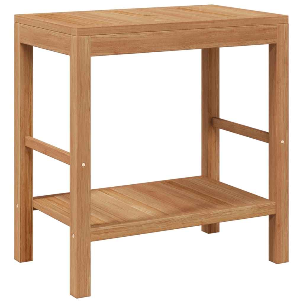 vidaXL Armário de casa de banho teca maciça com lavatório pedra do rio