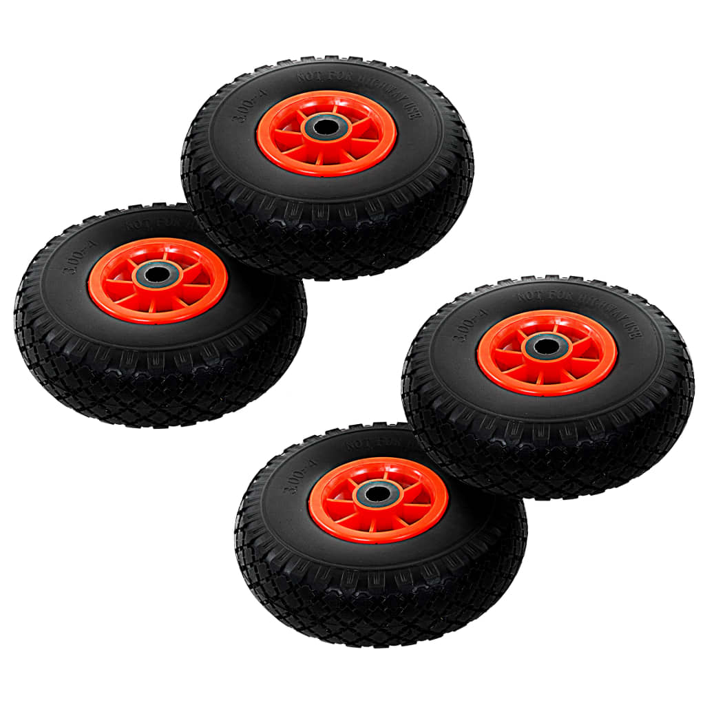 vidaXL Rodas p/ carrinho de carga manual 4 pcs PU maciço 3.00-4