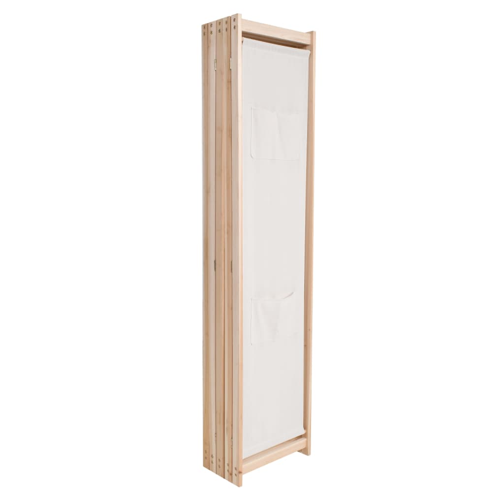 vidaXL Divisória de quarto com 5 painéis 200x170x4 cm tecido creme