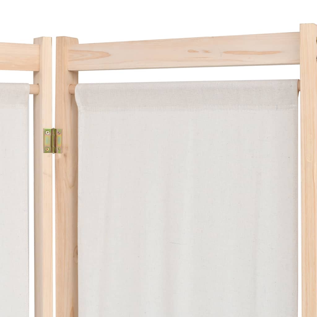 vidaXL Divisória de quarto com 5 painéis 200x170x4 cm tecido creme