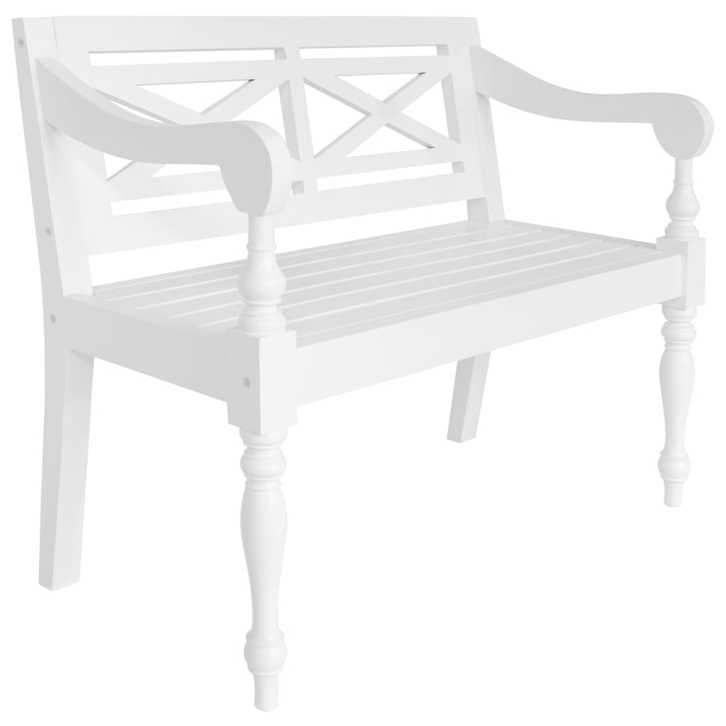 vidaXL Banco Batávia 98 cm madeira maciça de mogno branco