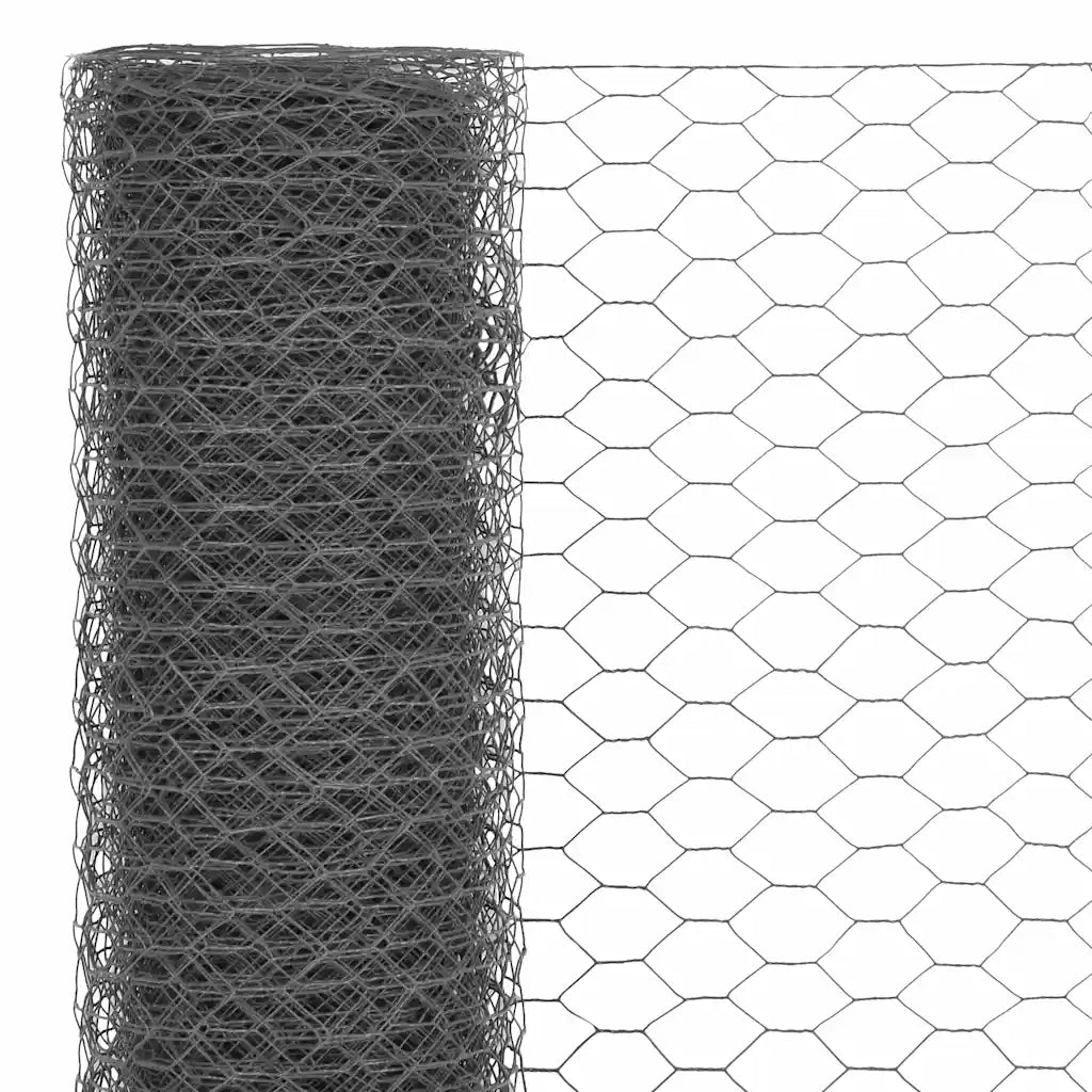 Cerca arame galinheiro 25x1,2m aço c/ revestimento PVC cinzento