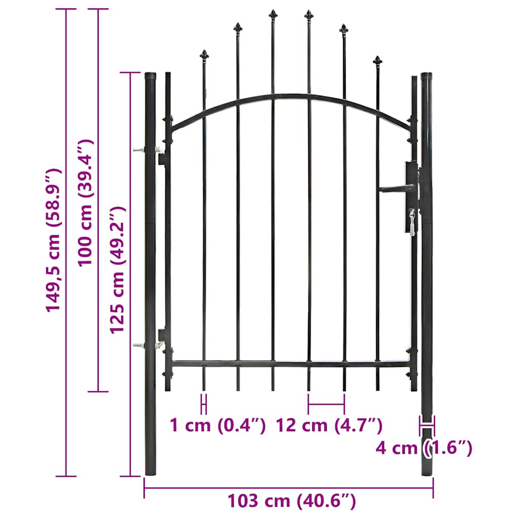 vidaXL Portão de jardim 1x1,5 m aço preto