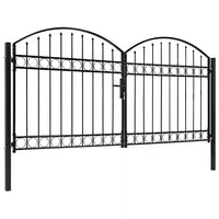 Portão de cerca ASSEN Porta dupla com topo arqueado em aço 300x125 cm