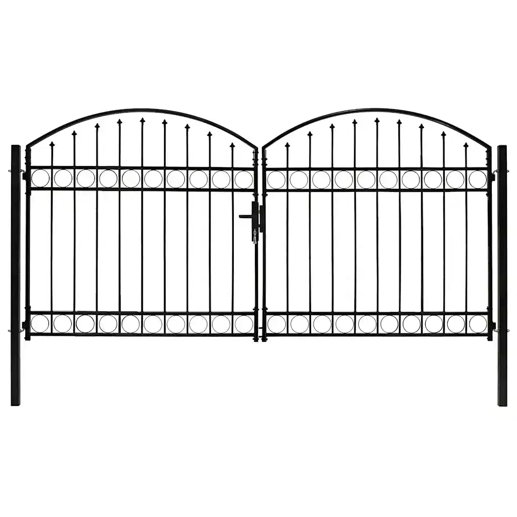 Portão de cerca ASSEN Porta dupla com topo arqueado em aço 300x125 cm
