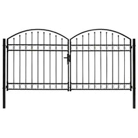 Portão de cerca ASSEN Porta dupla com topo arqueado em aço 300x125 cm