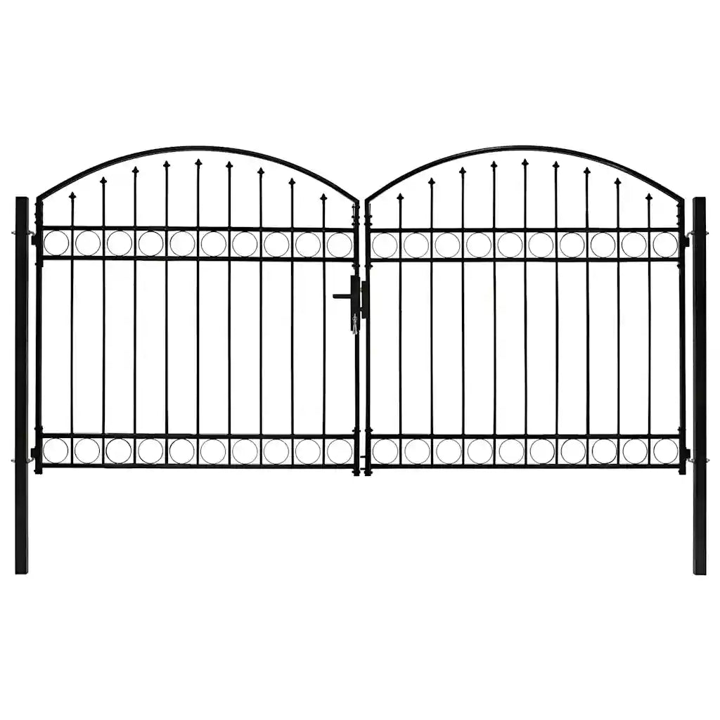 Portão de cerca ASSEN Porta dupla com topo arqueado em aço 300x150 cm