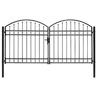 Portão de cerca ASSEN Porta dupla com topo arqueado em aço 300x150 cm