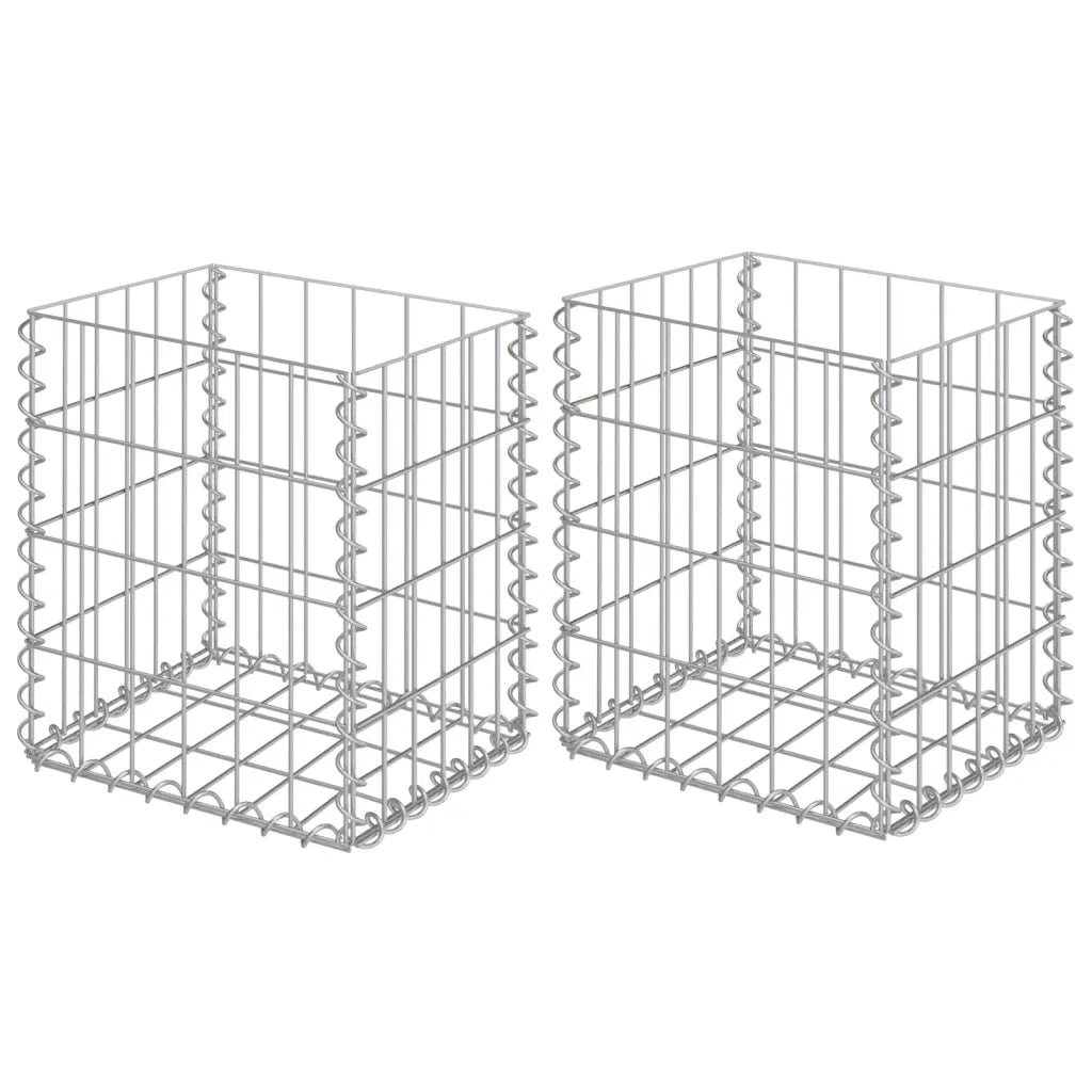 Cestos gabião 2 pcs aço galvanizado 30x30x40 cm