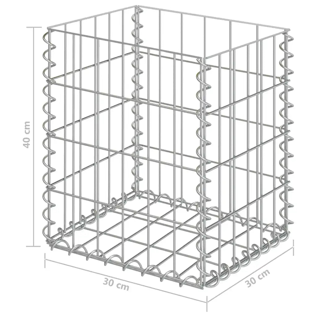Cestos gabião 2 pcs aço galvanizado 30x30x40 cm