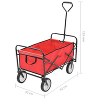 vidaXL Carrinho de mão dobrável em aço vermelho