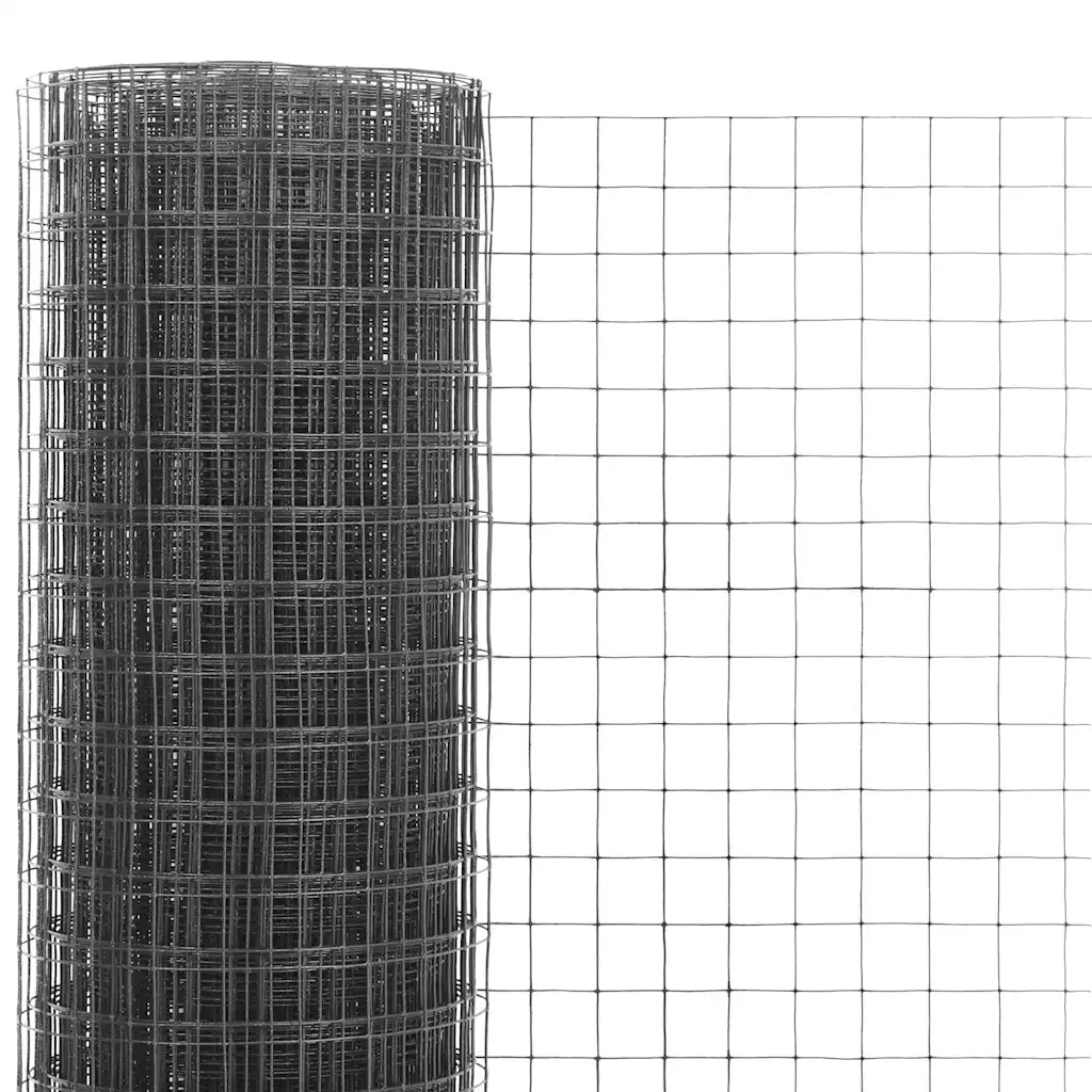 Cerca arame galinheiro 10x1 m aço c/ revestimento PVC cinzento