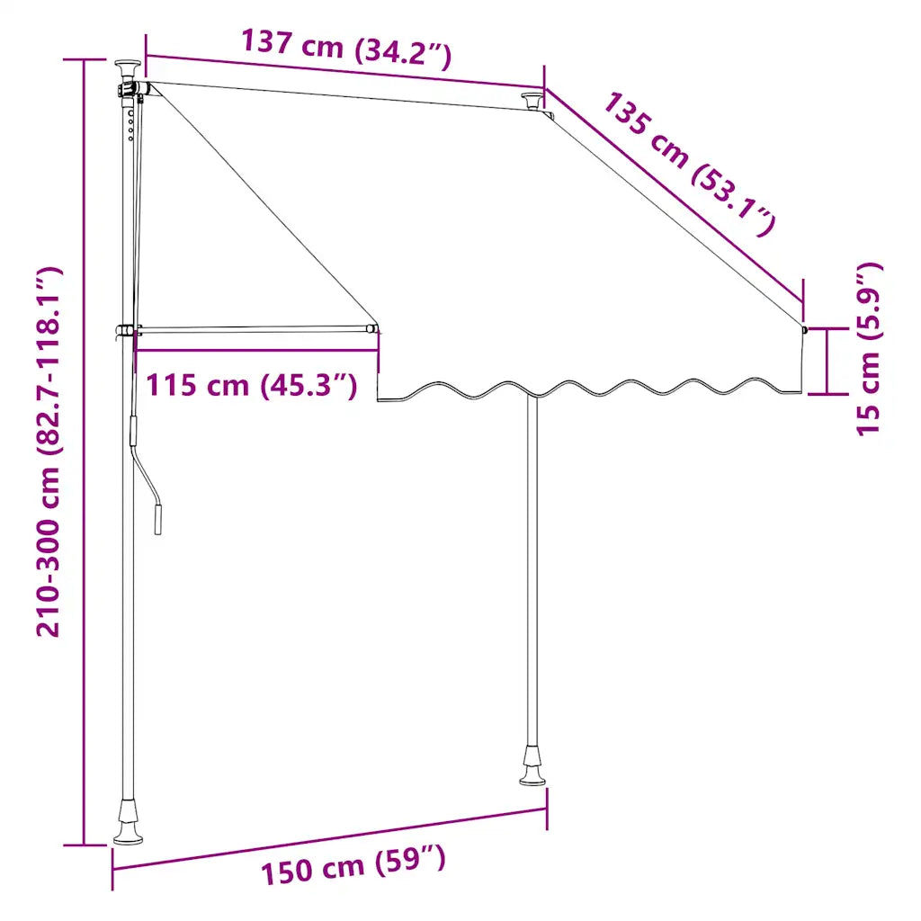Toldo retrátil manual 150 cm