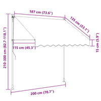 Toldo retrátil manual 200 cm