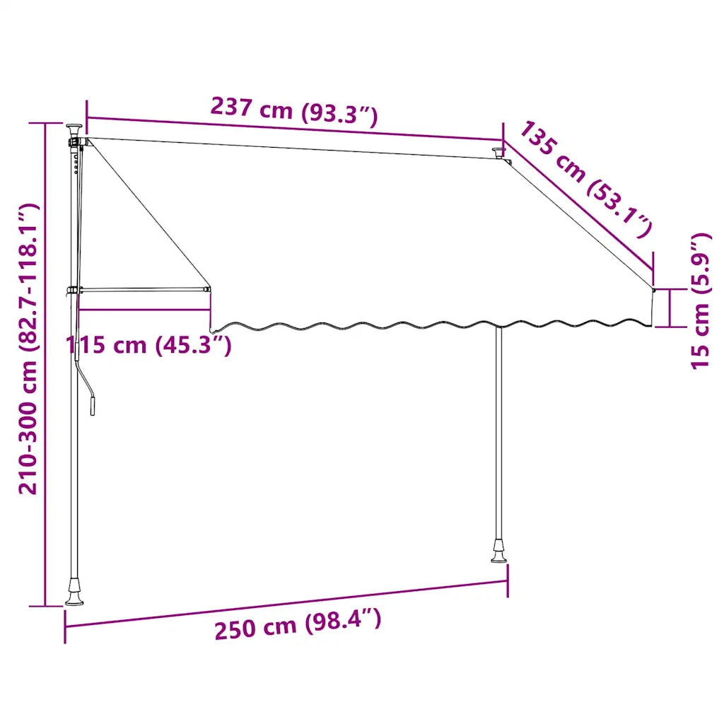 Toldo retrátil manual 250 cm