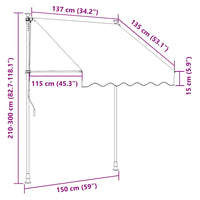 Toldo retrátil manual 150 cm