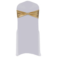 vidaXL 25pcs Faixa de cadeira extensível c/ fivela de diamante dourado