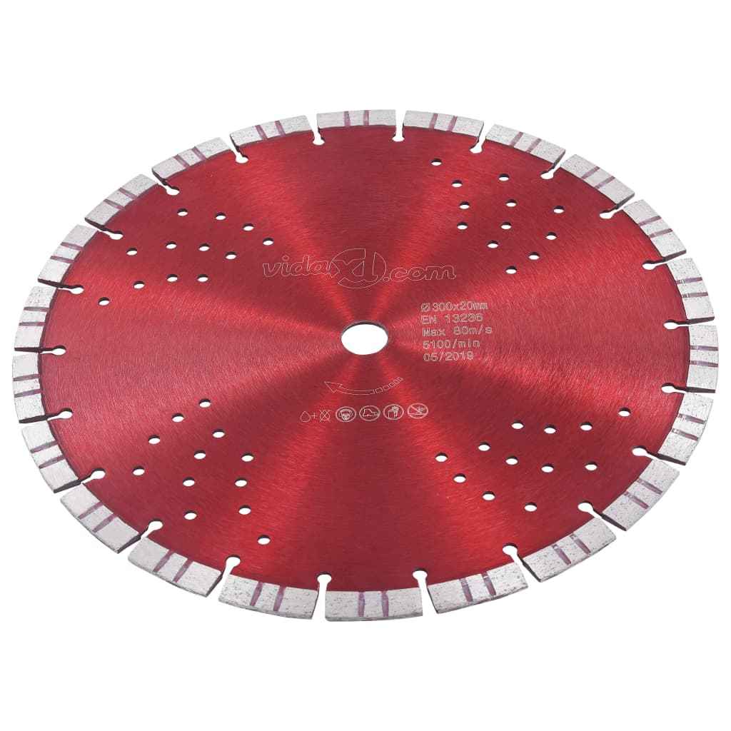 vidaXL Disco de corte de diamante com turbo e orifícios aço 300 mm