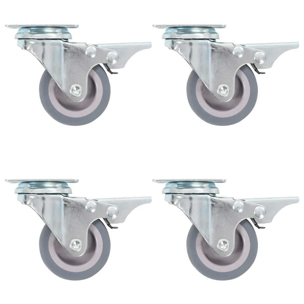 Rodas giratórias com travões duplos 4 pcs 50 mm
