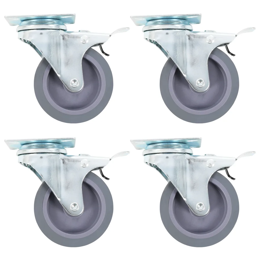 Rodas giratórias com travões duplos 4 pcs 75 mm