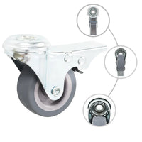 Rodas giratórias com furo e travões duplos 4 pcs 50 mm