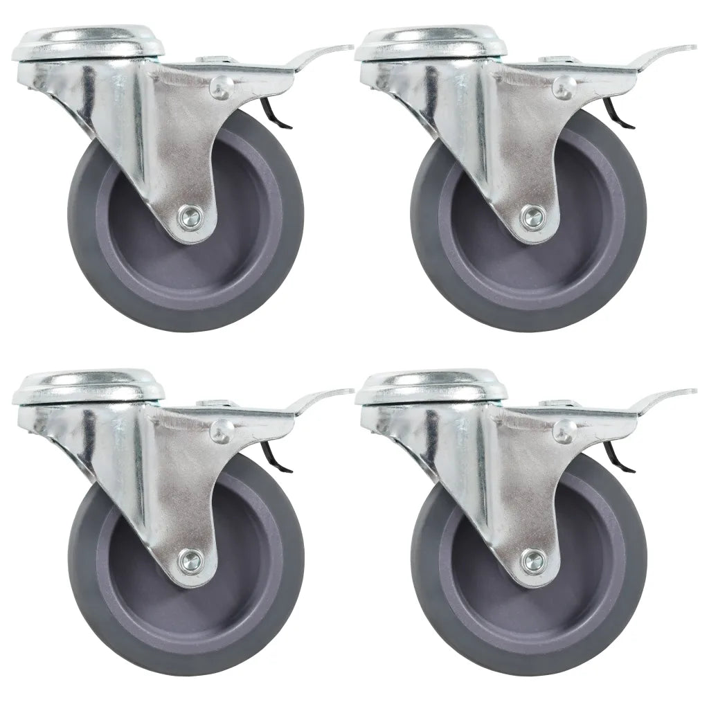 Rodas giratórias orif. p/ parafuso e travões duplos 4 pcs 75mm