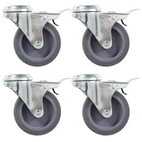 Rodas giratórias orif. p/ parafuso e travões duplos 4 pcs 75mm