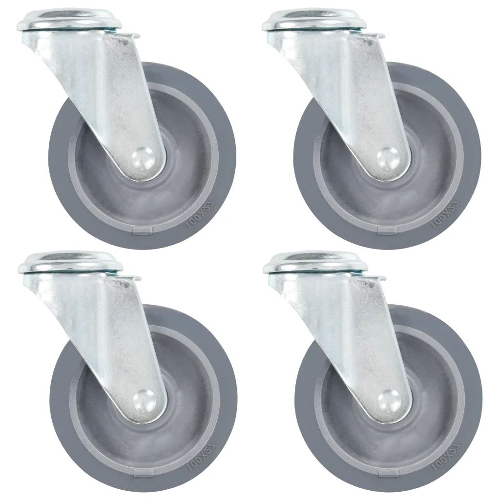 Rodas giratórias com furo 4 pcs 100 mm