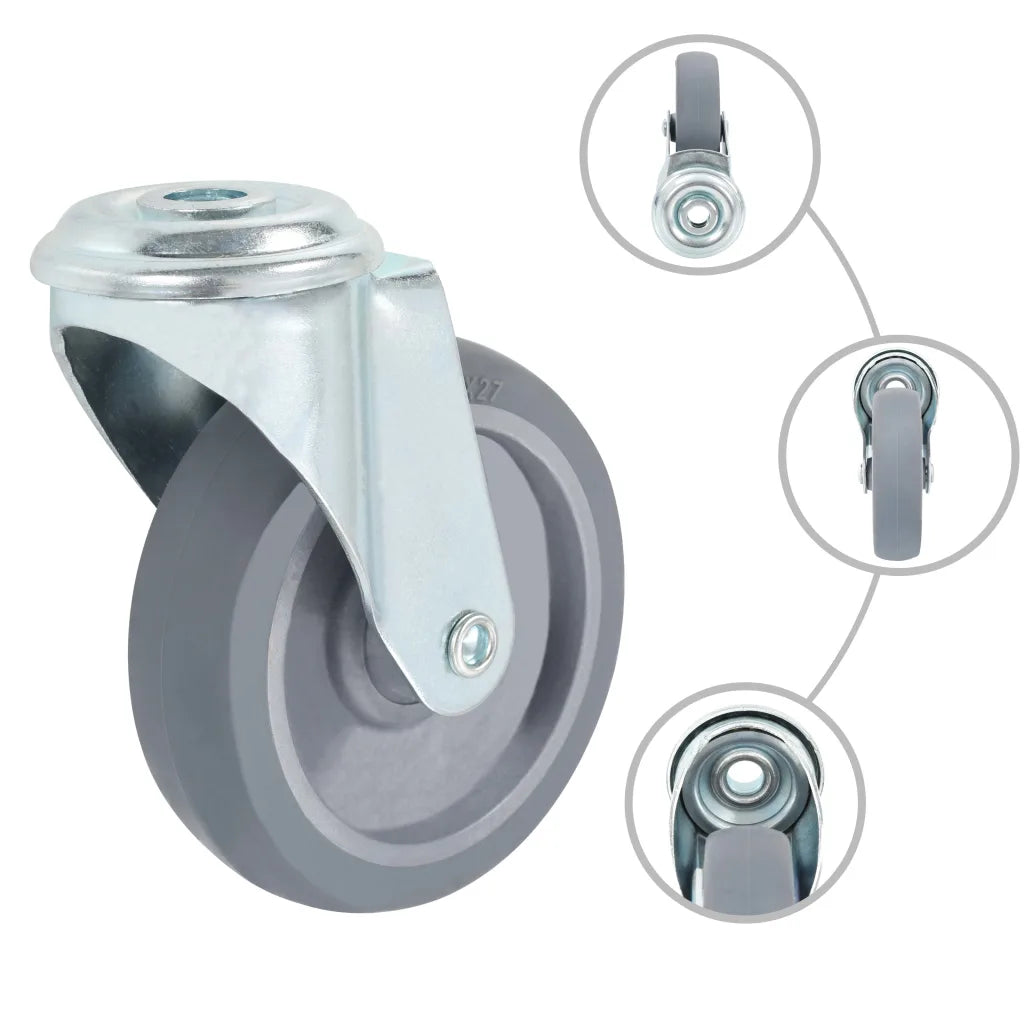 Rodas giratórias com furo 4 pcs 100 mm