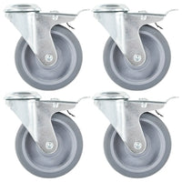 Rodas giratórias com furo e travões duplos 4 pcs 100 mm