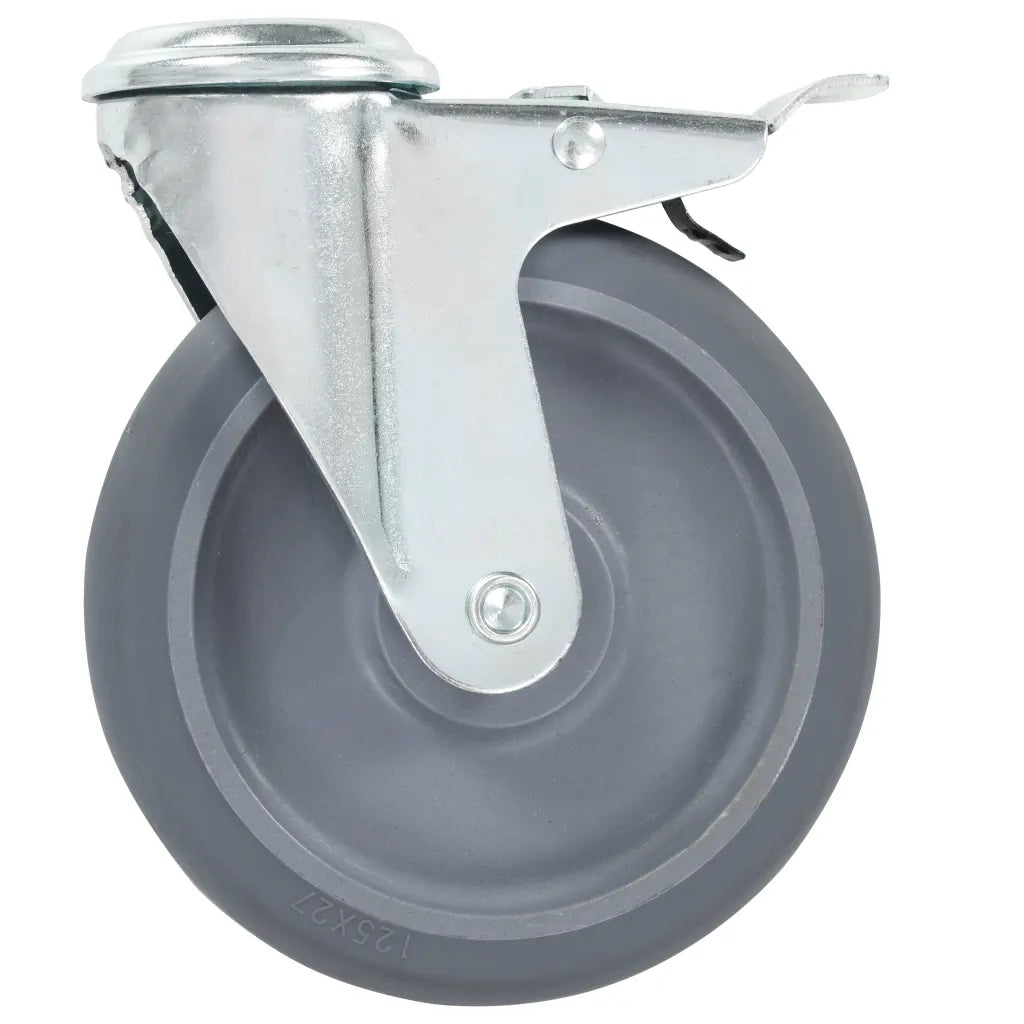Rodas giratórias com furo e travões duplos 4 pcs 125 mm