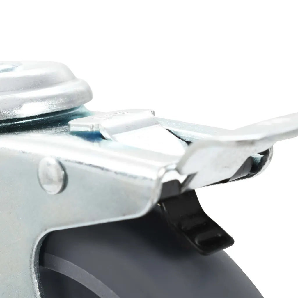 Rodas giratórias com furo e travões duplos 4 pcs 125 mm