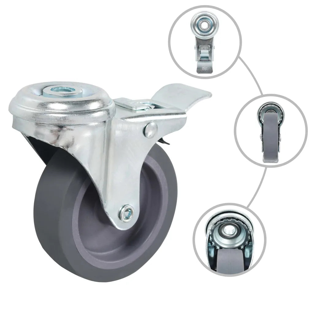 Rodas giratórias com furo roscado 4 pcs 75 mm