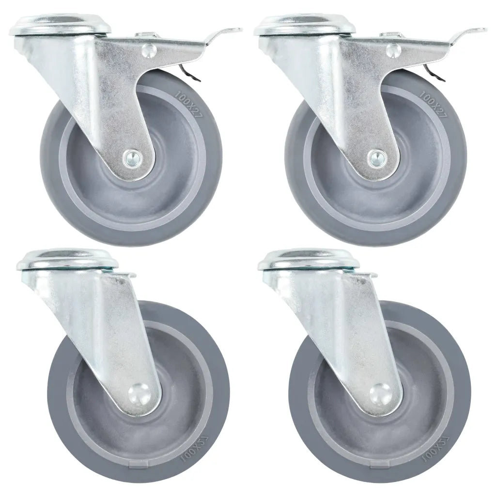 Rodas giratórias com furo 4 pcs 100 mm