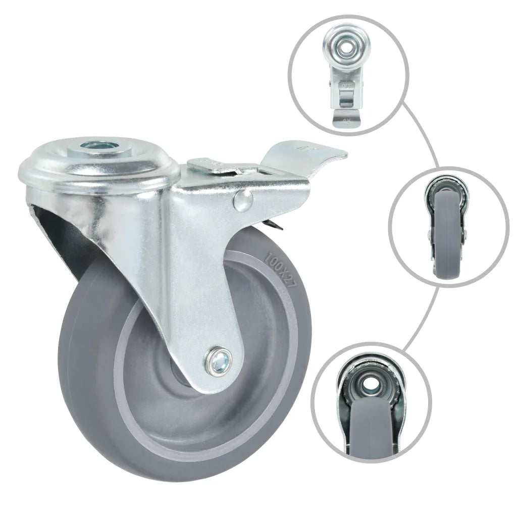 Rodas giratórias com furo 4 pcs 100 mm