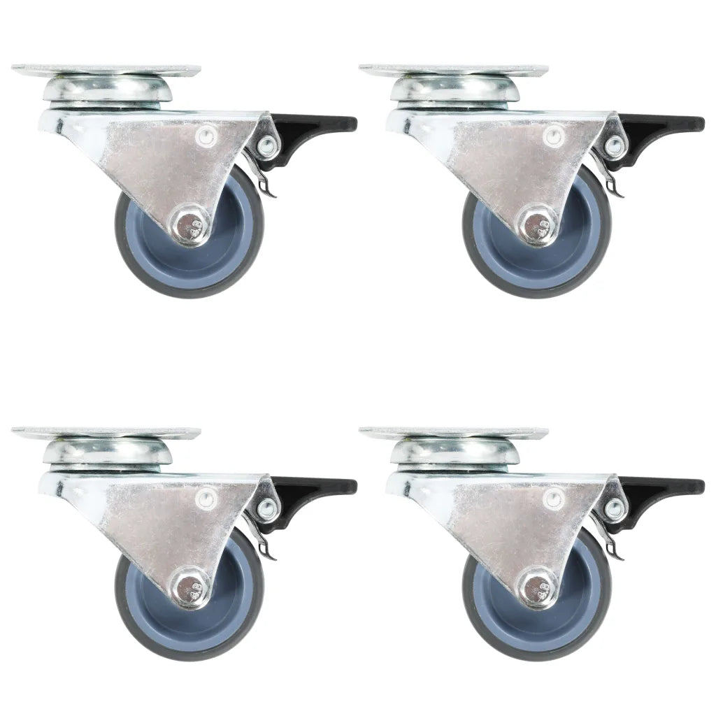 Rodas giratórias duplas com travões duplos 4 pcs 50 mm