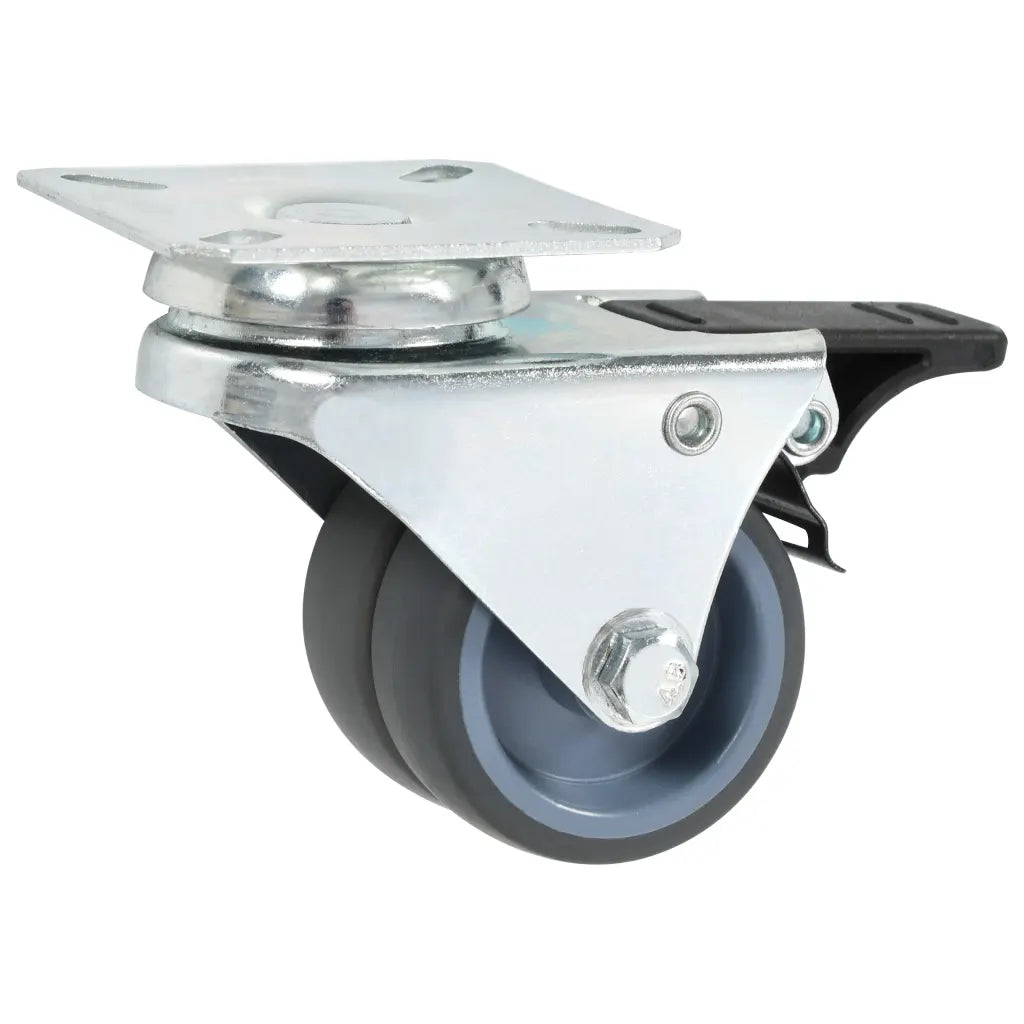 Rodas giratórias duplas com travões duplos 4 pcs 50 mm