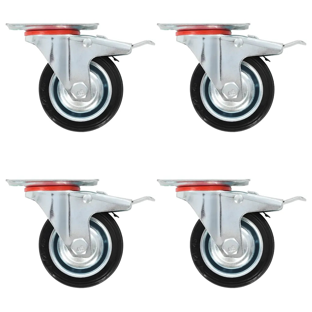 Rodas giratórias com travões duplos 4 pcs 75 mm