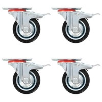 Rodas giratórias com travões duplos 4 pcs 75 mm