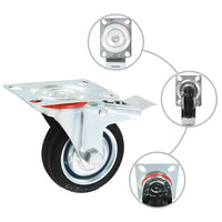 Rodas giratórias com travões duplos 4 pcs 75 mm