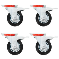 Rodas giratórias com travões duplos 4 pcs 100 mm